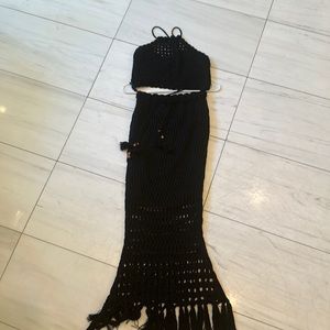 Crochet set (halter top and skirt), lined
